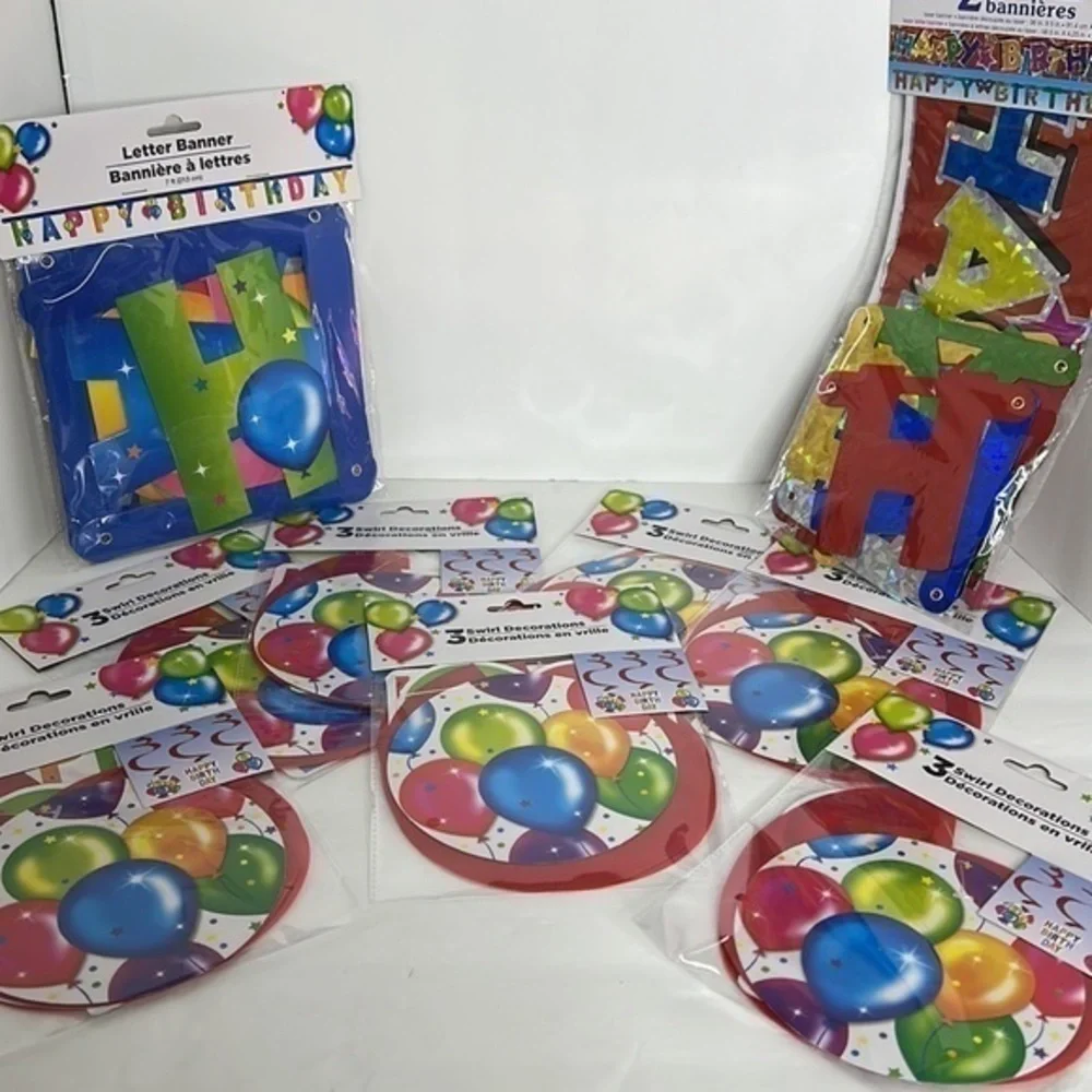 Swirl Birthday Decorations, Birthday Banners